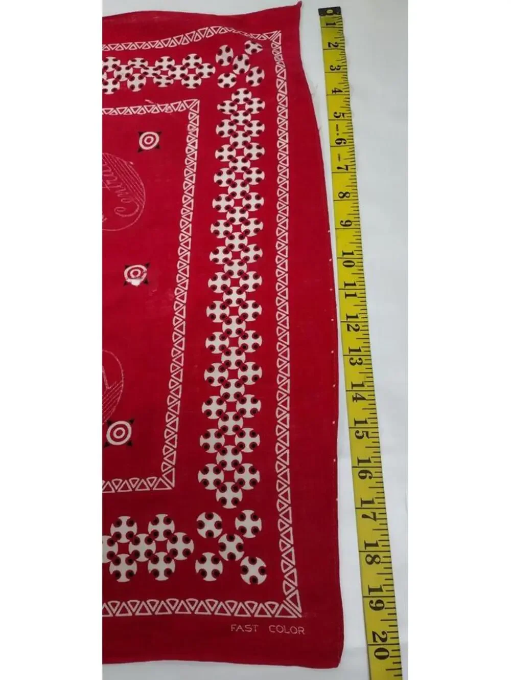 1930s Art Deco 40s Red Cotton Bandana Vanderbilt Railroad NY Central FAST COLOR